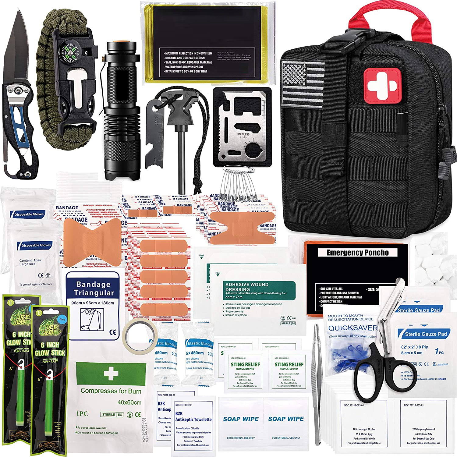 Werksverkauf Travel Tactical Emergency Survival Kit Tasche Camping Trauma Survival Erste-Hilfe-Ausrüstung ssatz mit medizinischem Zubehör