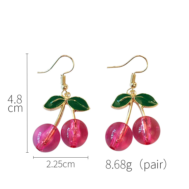 2 Paia di Orecchini di Ciliegie, Orecchini Pendenti Ciliegia 3D, Orecchini Pendenti Ciliegia Rossa Ipoallergenici, Accessori per Orecchie Estive, Orecchini Match per Donne e Ragazze (Rosso, Bordeaux