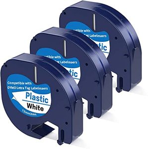 Cinta de Etiquetas de Plástico <span class=keywords><strong>Letratag</strong></span> Compatible con <span class=keywords><strong>Dymo</strong></span> 91201 91331 91221 59422 S0721610, 12 mm x 4 m, Negro sobre Blanco - Product Image 3
