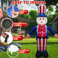 Décoration extérieure gonflable personnalisée de 8 pieds en polyester écologique Uncle Sam avec lumières LED à commande manuelle, étanche IP44