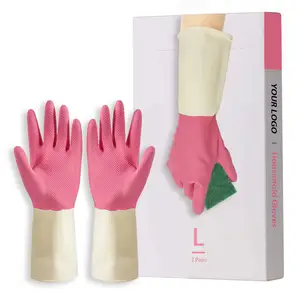 Guantes Para El Hogar China Factory Reusable Natural Rubber Household Kitchen Cleaning Gloves Guantes Para Limpieza Hogar