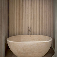 Baignoires ovales modernes sur mesure de luxe en marbre blanc, autoportantes, pour salle de bain, villa, hôtel