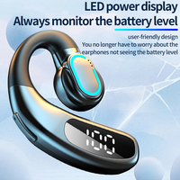 V5.5 Earbud Nirkabel Model Pengait Telinga, Headset Stereo Konduksi Udara, Peredam Kebisingan ENC, Layar Digital, Pengisian Daya Tipe-C, IPX4