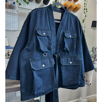 Veste en jean bleue personnalisée YSJY en gros, haute qualité, poches cargo, coupe oversize, pour homme, style décontracté