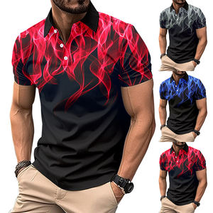 Chemise de golf d'extérieur en gros, printemps, logo personnalisé, impression numérique sur le devant, 100% coton, manches courtes, décontractée, tricotée, unie, teinte unie - Product Image 1