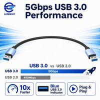 Cable USB 3.0 A a A Macho LUNGKAY de 5 Gbps de Alta Velocidad con Núcleo de Cobre Blindado para Transferencia de Datos en PC, Extensión de Hub USB, Longitud Personalizada