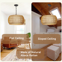 Transfrontalier pour Amazon Simple American Farmhouse E26 Suspension Style Bohème Tissé À La Main Rotin Taille Moyenne Suspendue