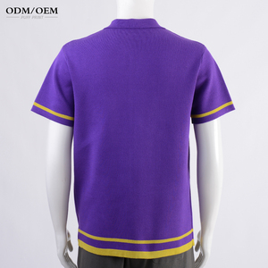 T-shirts en coton tricoté jacquard personnalisés OEM, manches courtes, coupe classique, été, surdimensionnés, tricot crocheté pour homme - Product Image 6