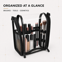 Sac cosmétique transparent personnalisé, organiseur professionnel en PVC pour maquilleurs, Cosmetiquera avec bandoulière amovible