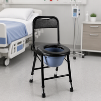 Chaise de toilette pliable avec seau amovible, réglable en hauteur, portable, pour personnes âgées, seniors et patients