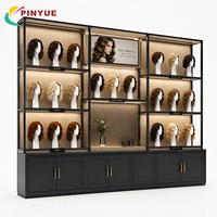 Meuble de salon de coiffure sur mesure, vitrine murale, présentoir de magasin, étagère d'extension, armoire de présentation de perruques en métal noir de luxe