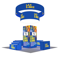 Stand d'exposition modulaire portable 20x20 avec bannière suspendue, éclairage arrière en aluminium SEG, pour salles de stockage et salons professionnels