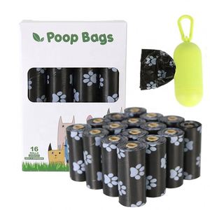 16 rouleaux de sacs à déjections canines biodégradables écologiques, motif patte mignon, matériau EPI/D2W+HDPE, épaisseur 0,012 mm, sacs à déjections design - Product Image 4