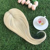 14Inch-18Inch Straight 613 Zijde Basis + Lace Blond Haar Topper Toupetje Haarstukjes Voor Vrouwen 100% Virgin menselijk Vrouwen Toupetje