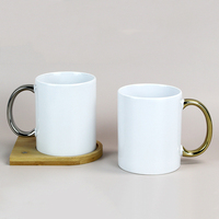 Tasses à sublimation vierges de 11 oz avec poignée dorée/argentée, impression personnalisée, tasses en céramique vierges, style américain, cadeaux d'affaires, utilisation à domicile, hôtel