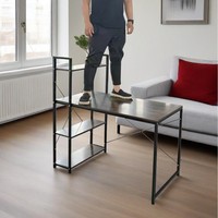 Bureau d'ordinateur simple, table d'e-sport, poste de travail multifonction en bois, bureau d'étude avec étagère de rangement à plusieurs niveaux