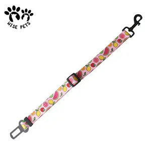 Custom pet products supplier printed pet dog cat safety leads adjustable car vehicle seat belts for dogs