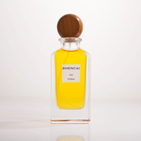 Flacon de parfum en verre transparent rectangulaire minimaliste de 85 ml avec vaporisateur et bouchon en bois, vente en gros personnalisée