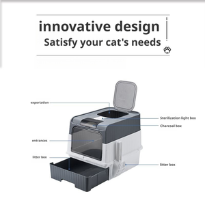 Bac à litière pour chat en plastique rectangulaire extra large avec parois hautes, pelle épaisse, 65L, contrôle des odeurs, toilette pour animaux de compagnie, OEM/ODM - Product Image 6