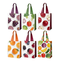 Sac de courses biodégradable personnalisé avec imprimé de fruits colorés, sac à main pliable pour épicerie, sac de supermarché, sac non tissé laminé PP