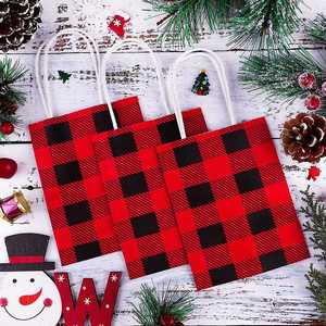 Mini Plaid <b>Bag</b> Paper Party Kraft Christmas <b>Bags</b> with Handle for Birthday Wed Party Celebrations Beautiful Gift Package Paper <b>Bag</b> - Product Image 4
