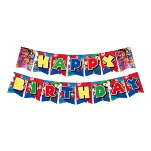 Décorations de fête d'anniversaire pour enfants : guirlande de bannière joyeux anniversaire Super <span class=keywords><strong>Mario</strong></span>, fournitures de fond de scène sur le thème - Product Image 6