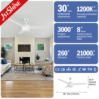 Ventilateur de plafond intelligent 1stshine 50 pouces avec télécommande, haute efficacité, installation facile, style contemporain