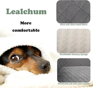 Asiento de coche para perros de gran tamaño, cama para mascotas de tela suave de fábrica, espuma viscoelástica, 2 correas de seguridad con clip, 2 bolsillos, cama cómoda lavable extraíble - Product Image 3