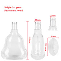 Botol Kaca Berkualitas Tinggi 700ml dengan Penutup Gabus, Cetak Sablon Logo Kustom untuk Anggur, Brandy, Whisky, Vodka, Rum, Tequila