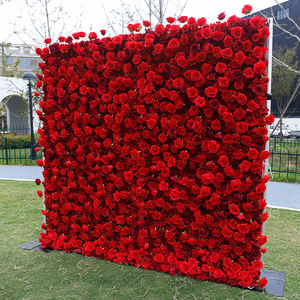 Dinding Bunga Dekorasi Pernikahan, Latar Belakang Bunga Merah Buatan untuk Dekorasi Dinding - Product Image 2