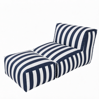 Gestreifter Outdoor-Sitzsack-Sofa-Schlafsessel, wasserdichter gepolsterter Loungesessel mit Ottoman für Pool und Terrasse