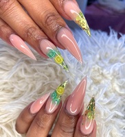Ongles longs à talon aiguille faits main à presser, rose nude avec points blancs, couverture complète, en gel souple acrylique, 10 pièces