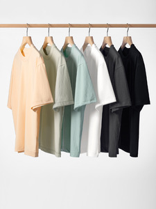 Camiseta de Manga Corta para Hombre, 100% Algodón, Tejida, Protección Solar, Fresca, Holgada, Color Sólido, Transpirable, Informal, para Estudiantes, Verano - Product Image 2