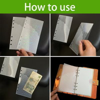 Porte-documents à anneaux transparent A5 A6 grande capacité avec deux couches, pochettes doubles, forme éventail, étiquette intégrée, enveloppe pour argent liquide