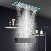 Nouvelle Pomme de Douche LED Grande Taille 900*300mm à 6 Fonctions, Effet Pluie et Cascade, Gris Anthracite, Ensemble de Douche Thermostatique pour Salle de Bain