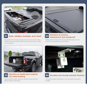 ฝาปิดกระบะท้ายรถแบบม้วนเก็บได้ ผลิตจากอลูมิเนียมอัลลอย กันน้ำ พร้อมระบบล็อค ประหยัดน้ำมัน สำหรับรถฟอร์ด F150 แร็ปเตอร์ NP300 โตโยต้า - Product Image 2