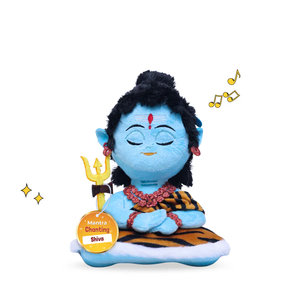 Poupée en peluche Bébé Shiva avec chant de mantra Chokha Vesh, petite, 22 cm, jouet en peluche doux du dieu hindou, son dévotionnel, avec fil à suspendre - Product Image 1