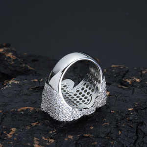 Bagues Premium en Argent 925 Plaqué Or 18K PVD, Moissanite VVS, Motif Rune Flamme Sertie de Pierres, Style Hip Hop, Bijoux Personnalisés, Passe le Test du Diamant, B2B - Product Image 1