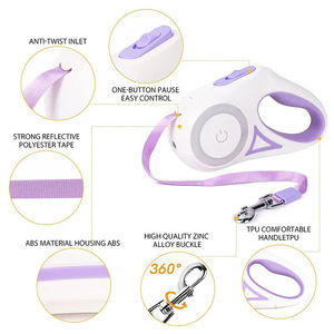 Correa de perro multifuncional con luz <span class=keywords><strong>LED</strong></span> automática de 9 pies y 16 pies, envío rápido, plomo retráctil para mascotas hecho de material de cuerda duradero - Product Image 5