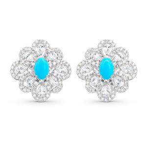 Conjunto de Joyería UM de Plata 925 con Turquesa Oasis del Norte de África y Circonita Blanca (Pendientes+Colgante+Anillo) para Uso Diario Unisex - Product Image 2