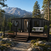 Maisonnette moderne en bois avec terrasse, cabane préfabriquée en conteneur pour jardin, villa, complexe hôtelier et hébergement d'invités