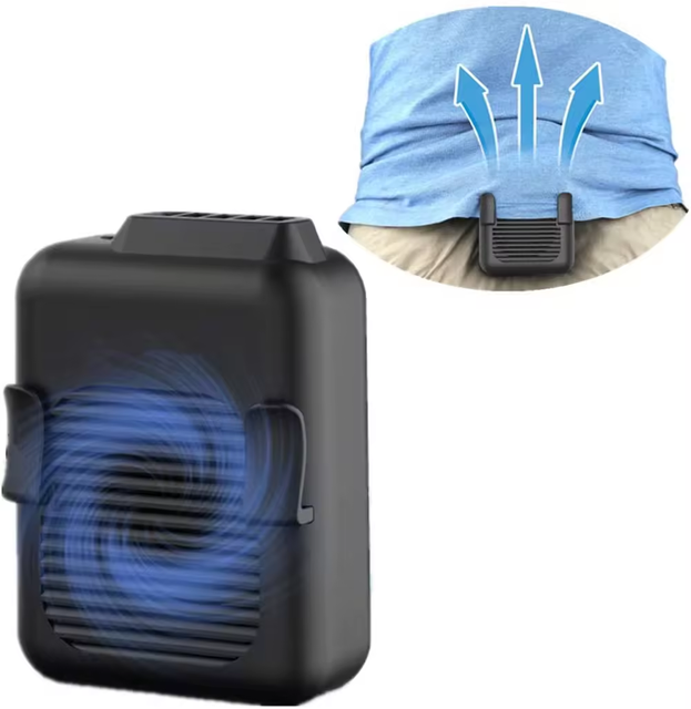 4000Mah Battery Waist Clip Fan Outdoor Rechargeable Adjustable Speeds Leafless Waist Neck Portable Fan With Display Lanyard