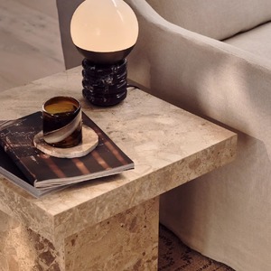 Lámpara de Mesa Sylvia, Mármol Rojo Púrpura, D15 H24.5cm, Fuente de Luz LED, Base E27, Control de Interruptor, para Dormitorio, Estudio, Hotel - Product Image 4