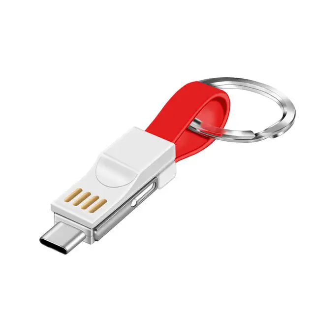 חם למכור קל לקחת נייד מפתח שרשרת USB סוג C מיקרו 3 ב 1 מטען כבל נתונים עבור iPhone Huawei סמסונג OPPO ViVO