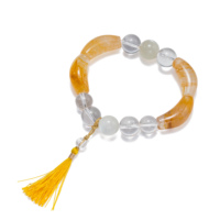 Bracelet de perles en tube de cristal de quartz hématoidé jaune, perles courbées, extensible, en pierres précieuses, pour l'équilibre énergétique et le yoga, élégant
