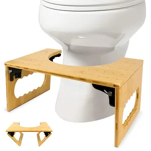 Toilette Tritt hocker 7 "Faltbarer Töpfchen Hocker Holz Badezimmer Tritt hocker Kniebeugen mit Anti-Rutsch-Schicht Hocken Badezimmer Stoo