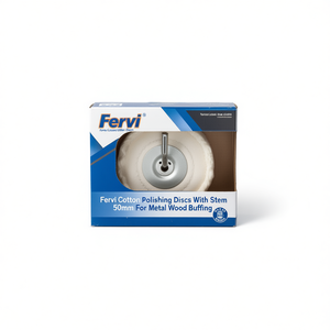 Disques de polissage en coton Fervi avec tige de 50 mm pour le polissage du métal et du bois - Product Image 2