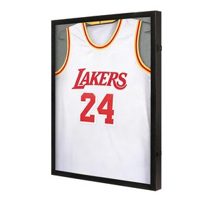 Black Jersey Display <strong>Frame</strong> Lockable UV Acrylic with Linen Lining 3 Display Methods for Basketball Football Jerseys - Product Image 2