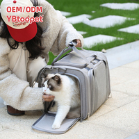 Sac de transport pour animaux de compagnie extensible grand format avec côtés en maille, bandoulière réglable, sac fourre-tout élégant pour chats et petits chiens