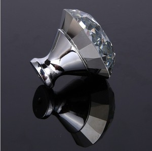 Small Single-Hole Zinc Alloy Crystal Diamond Shape Cabinet <b>Knob</b> Modern Handcrafted Durable Easy Installation Furniture Bedroom - Product Image 1